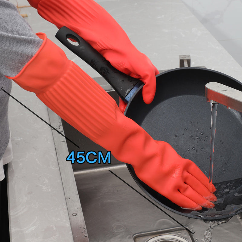 Extralange und dicke Latex-Spülhandschuhe mit Fleece