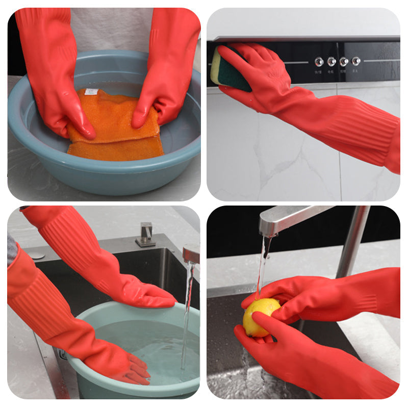 Extralange und dicke Latex-Spülhandschuhe mit Fleece