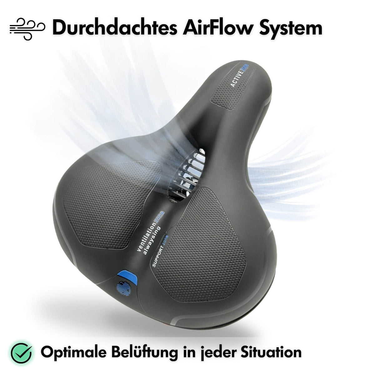 Fahrradsattel mit druckentlastendem Memory-Schaum - Schwarz