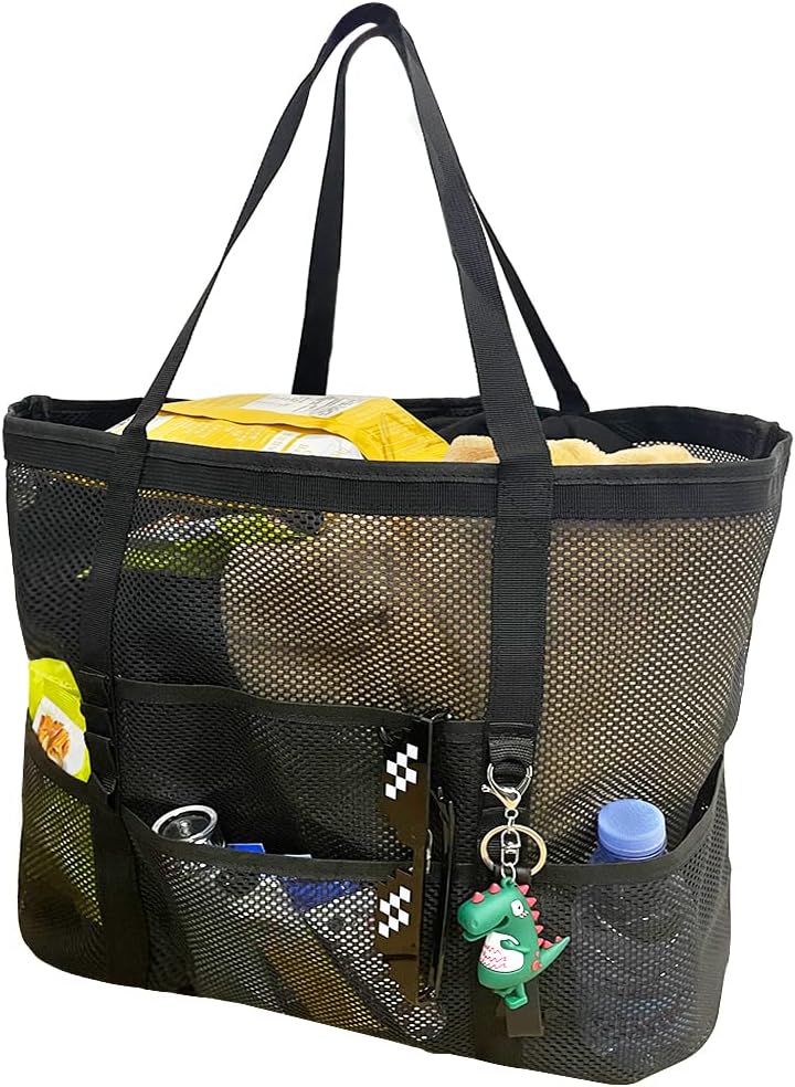 Faltbare Mesh-Strandtasche mit 9 Taschen für Familienausflüge