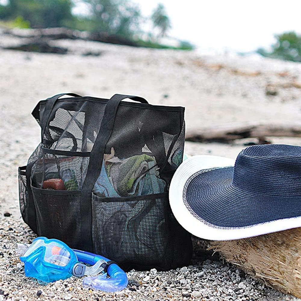 Faltbare Mesh-Strandtasche mit 9 Taschen für Familienausflüge