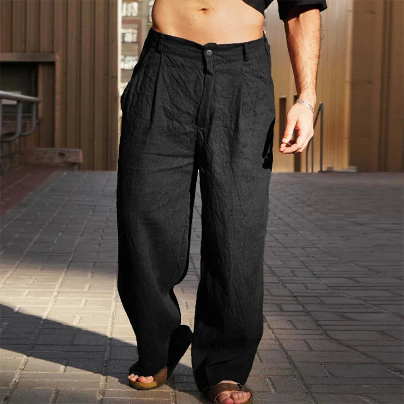 Faltenhose für Herren mit weitem Bein
