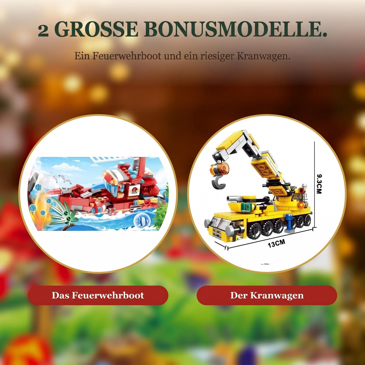 Feuerwehr- und Baufahrzeug-Adventskalender, Mini-Fahrzeuge + große Modelle