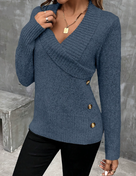 Figurbetonter Damen-Pullover mit V-Ausschnitt