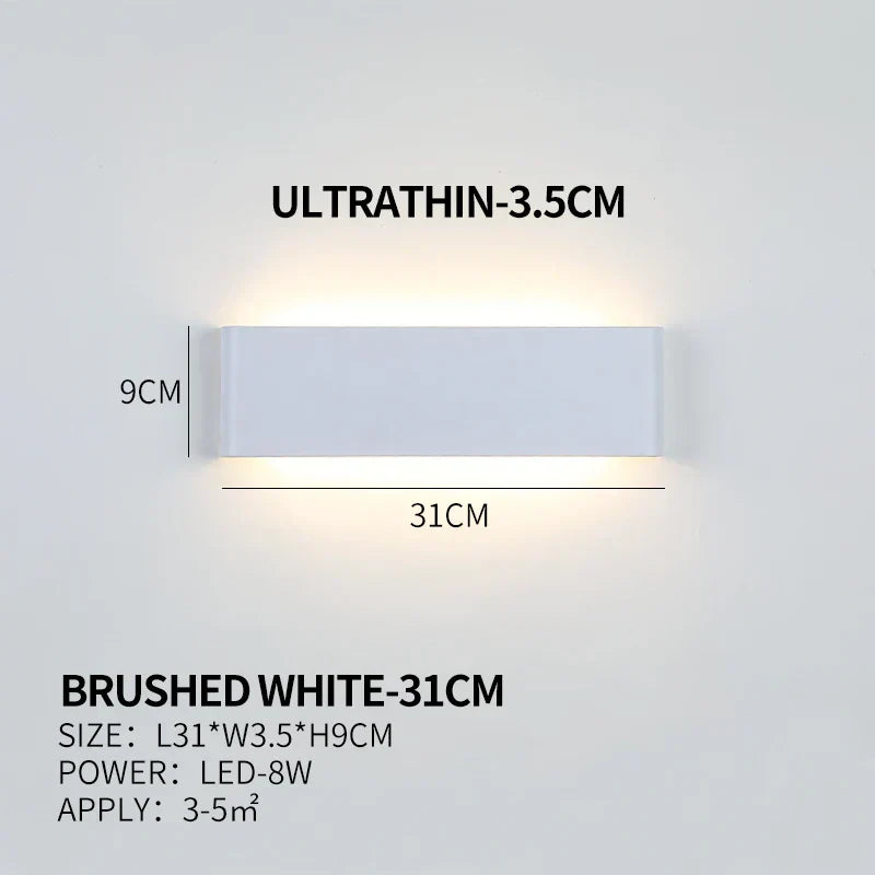 Flache LED-Wandleuchte aus Aluminium mit Acrylschirm
