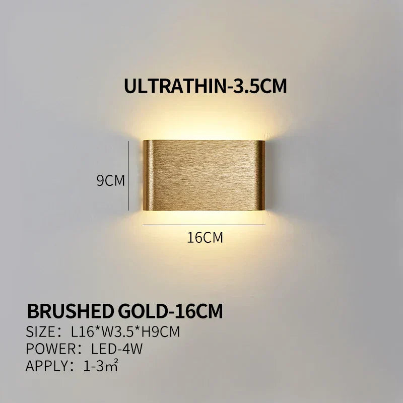 Flache LED-Wandleuchte aus Aluminium mit Acrylschirm