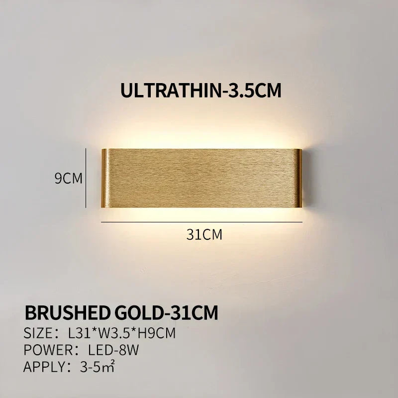 Flache LED-Wandleuchte aus Aluminium mit Acrylschirm
