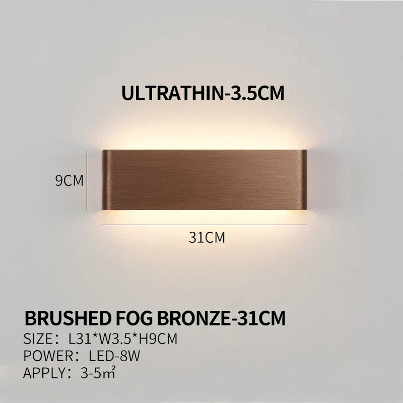 Flache LED-Wandleuchte aus Aluminium mit Acrylschirm