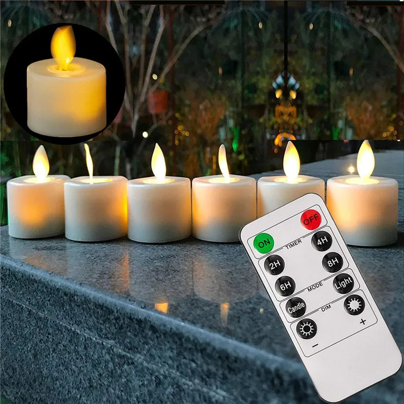Flammenlose LED-Echtwachs-Teelichter mit Flackereffekt, Fernbedienung und Timer für stimmungsvolle Beleuchtung