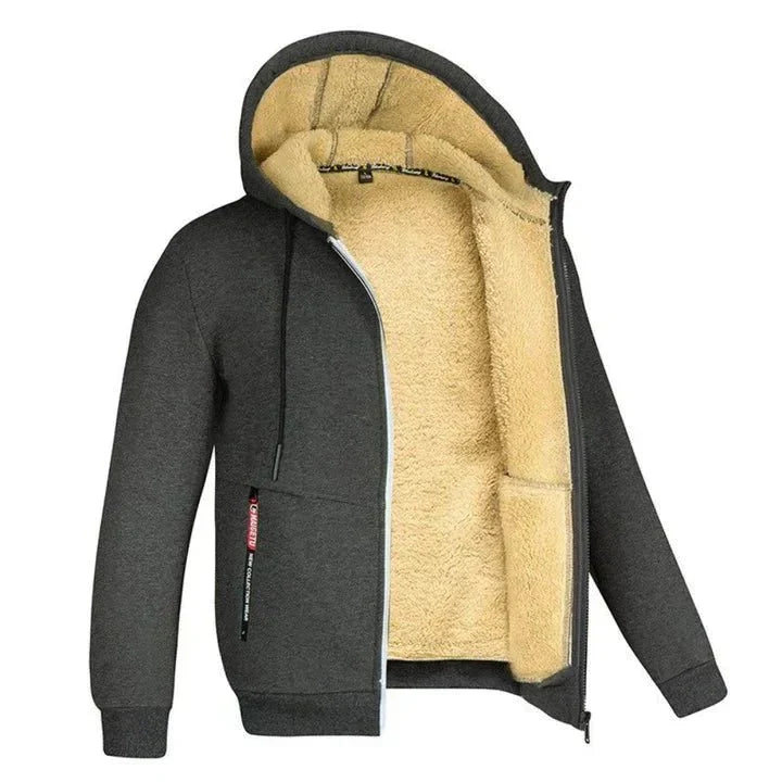 Fleece-Kapuzenjacke mit Reißverschluss