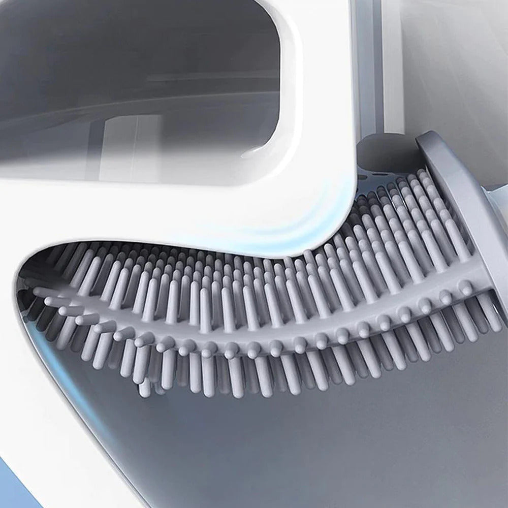 Flexible Silikon-Toilettenbürste mit Halterung zur Wandmontage, hygienische Reinigung ohne Bohren