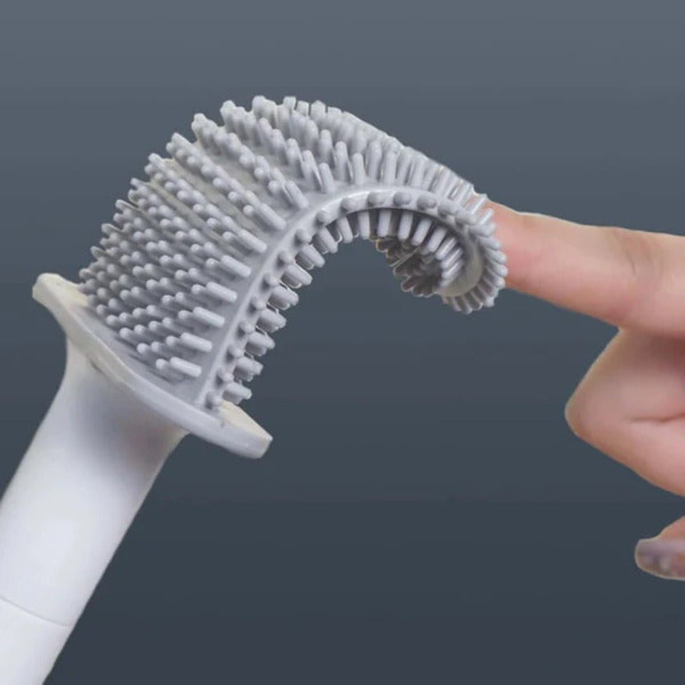 Flexible Silikon-Toilettenbürste mit Halterung zur Wandmontage, hygienische Reinigung ohne Bohren