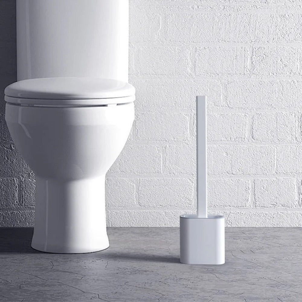 Flexible Silikon-Toilettenbürste mit Halterung zur Wandmontage, hygienische Reinigung ohne Bohren