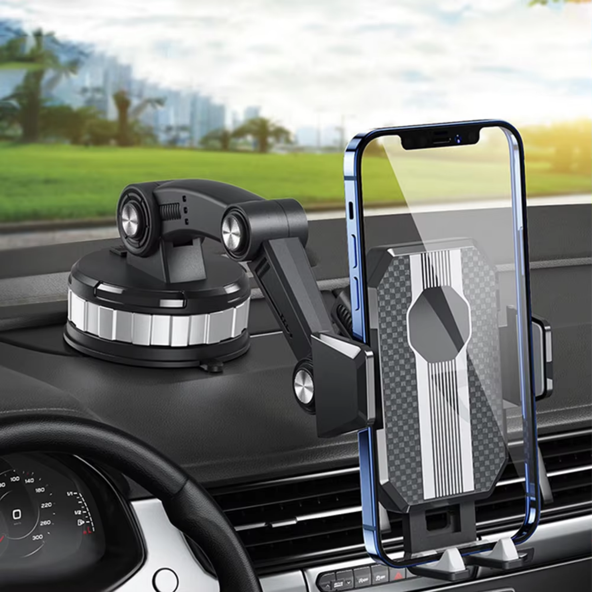 FlexMount Auto-Handyhalterung | Starker Saugnapf | 360°-Drehung | Einhandbedienung