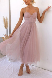 Fließendes ärmelloses Damen-Maxikleid aus Chiffon mit V-Ausschnitt