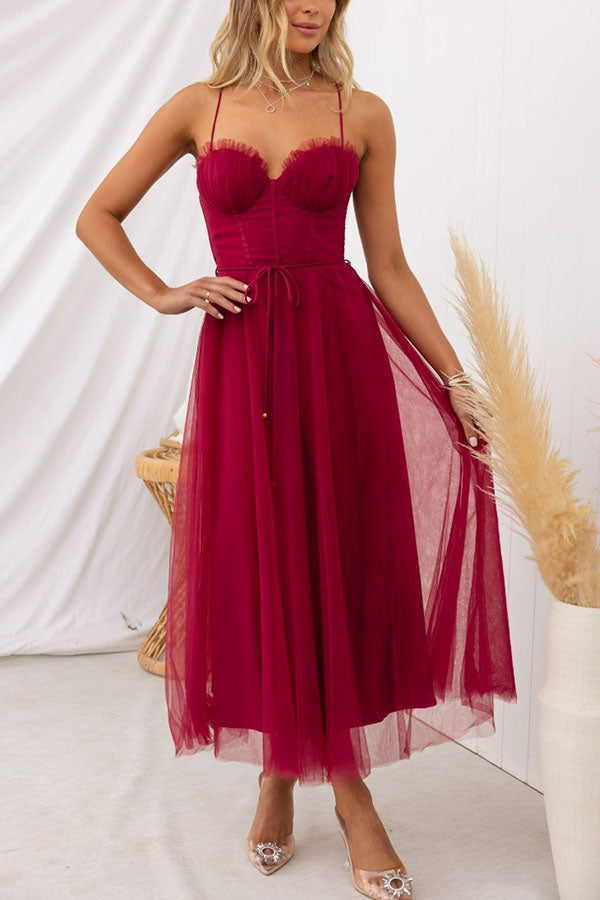 Fließendes ärmelloses Damen-Maxikleid aus Chiffon mit V-Ausschnitt