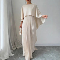 Fließendes Plissee-Maxikleid mit Fledermausärmeln