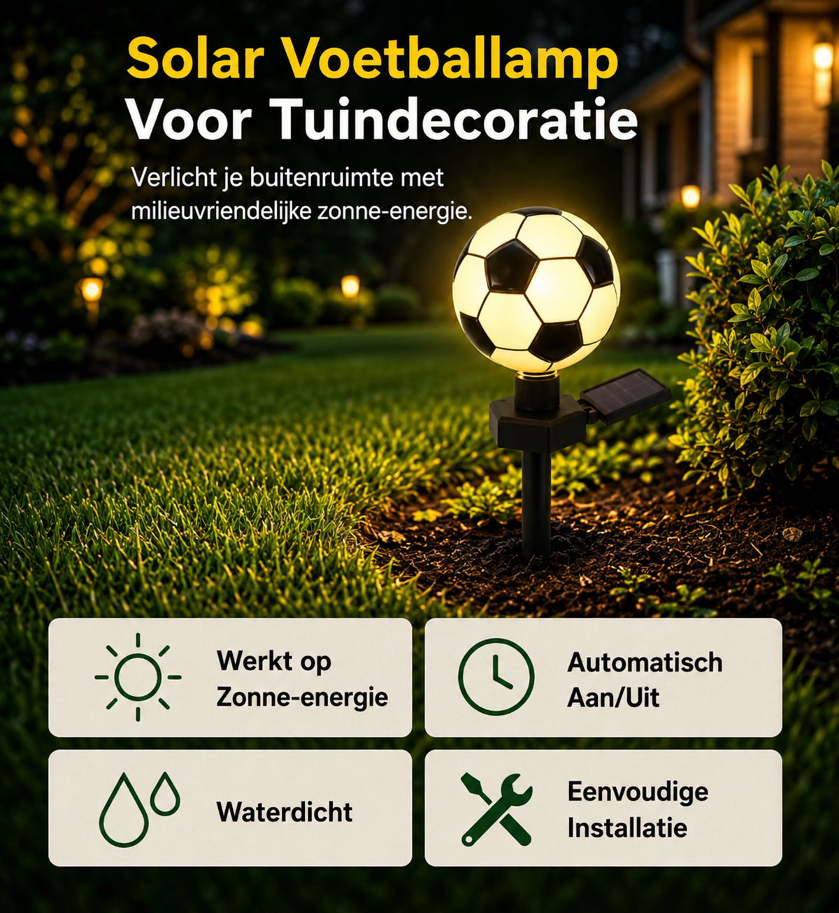 Fußball-Solarleuchte — WM 2026 Gartendekoration