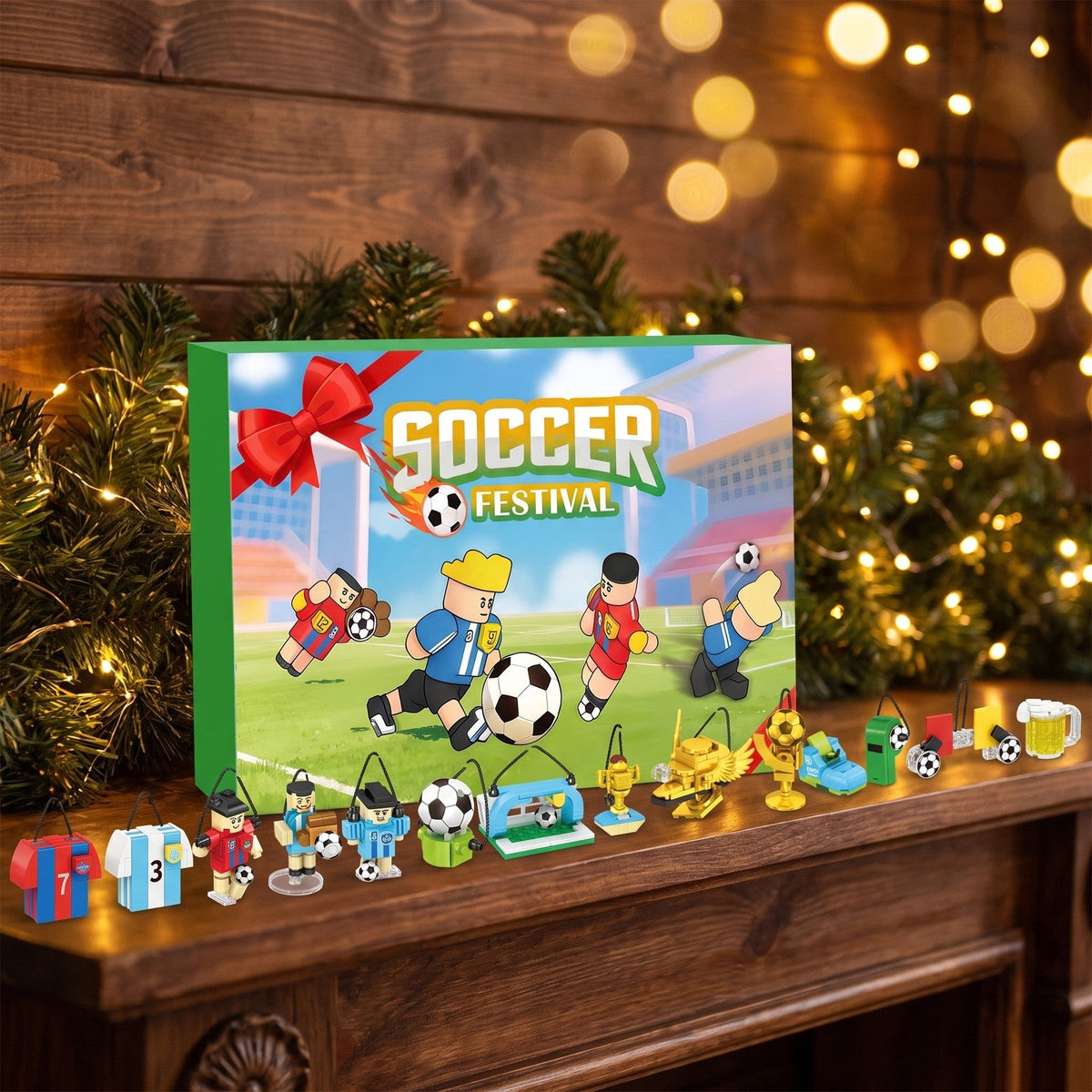 Fußball-Adventskalender Soccer Festival, 600 Teile Bausteinmodelle für den Weihnachtsbaum
