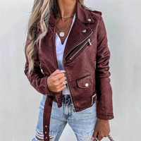 Gefütterte Kunstlederjacke mit Reißverschluss