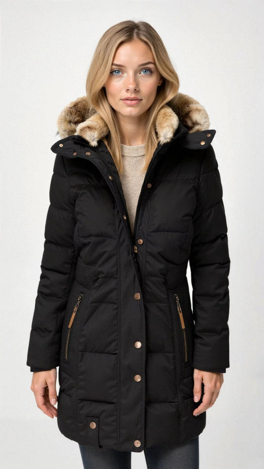 Gefütterte Steppjacke für Damen mit Kapuze