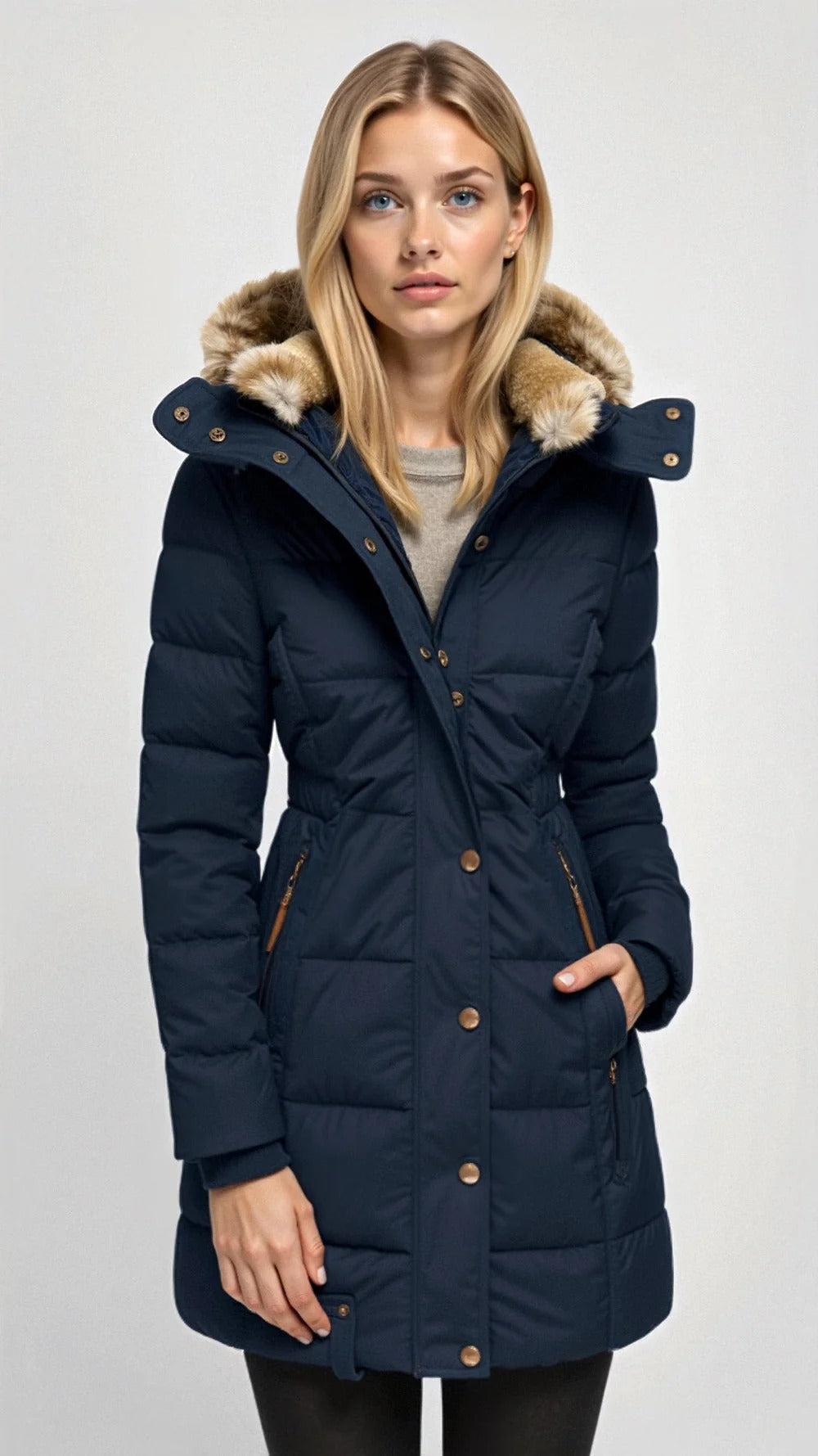 Gefütterte Steppjacke für Damen mit Kapuze