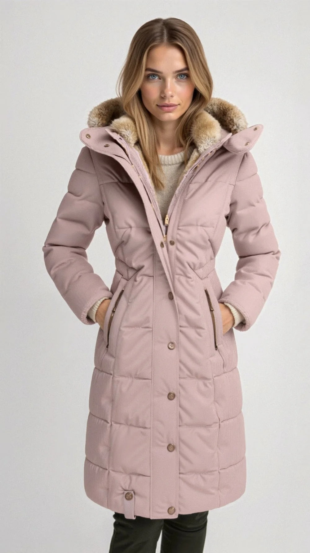 Gefütterte Steppjacke für Damen mit Kapuze