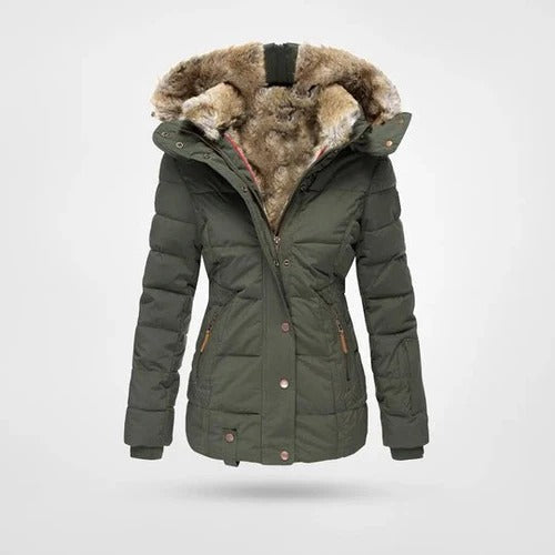 Gefütterte Steppjacke für Damen mit Kapuze