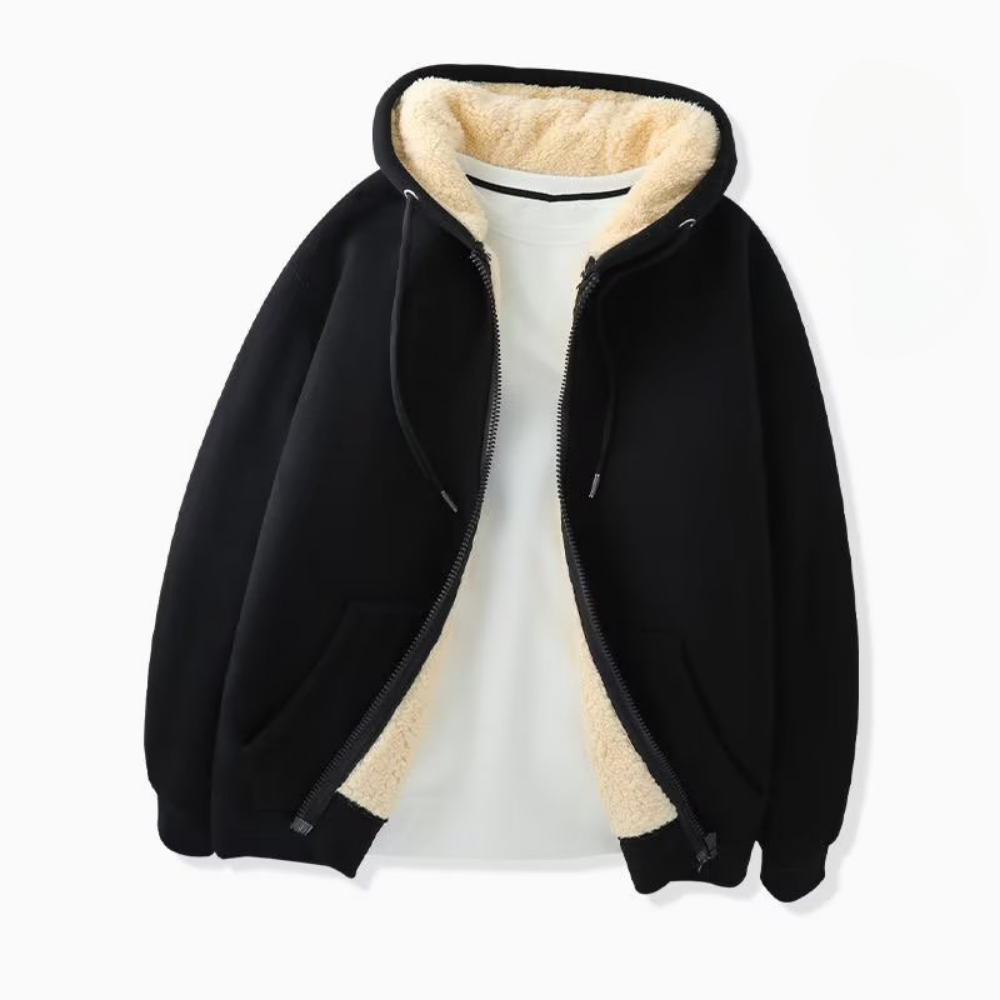 Gefütterte Sweatjacke mit Kapuze und Reißverschluss im Regular Fit – schmale Silhouette