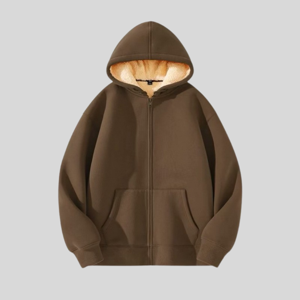 Gefütterte Sweatjacke mit Kapuze und Reißverschluss im Regular Fit – schmale Silhouette
