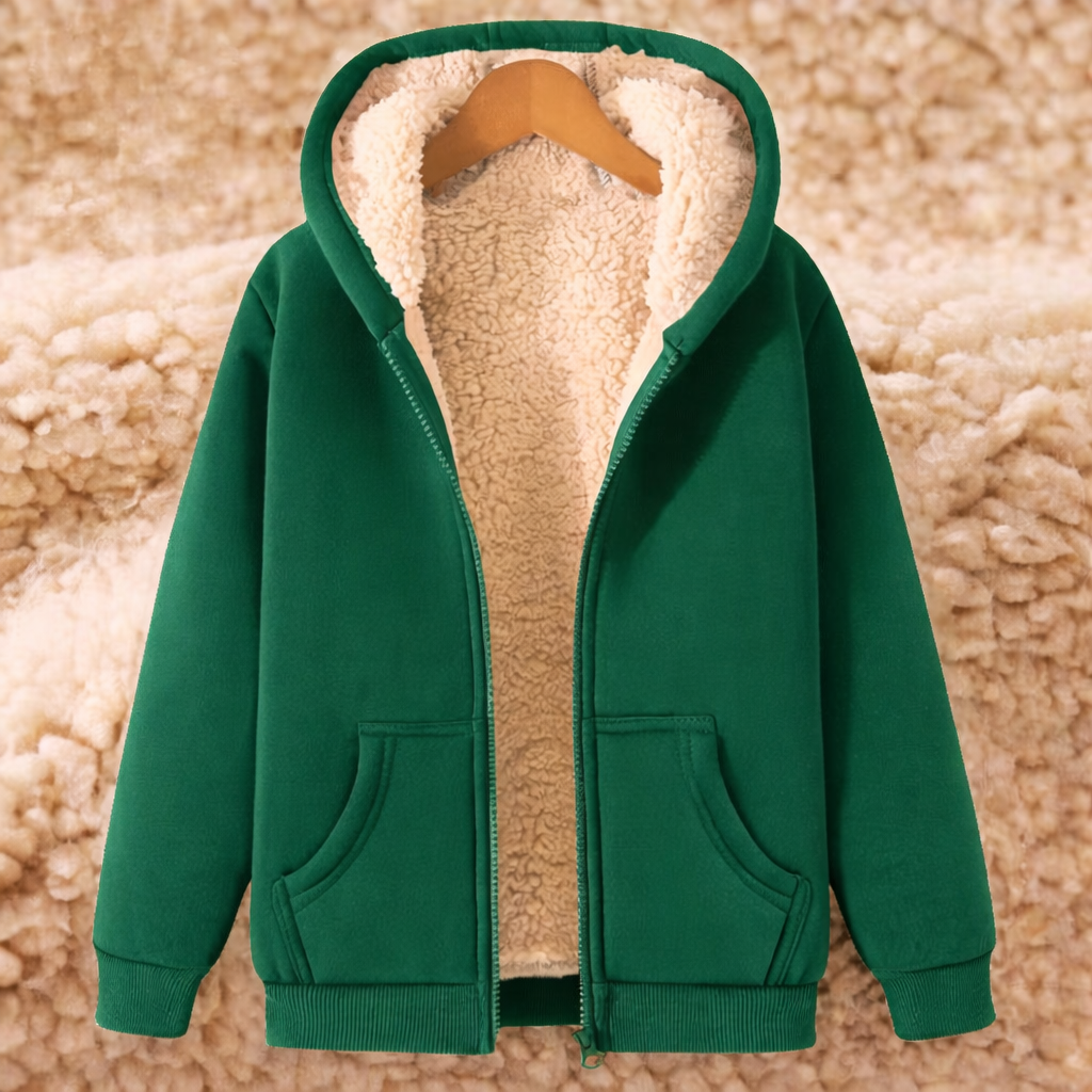 Gefütterte Sweatjacke mit Kapuze und Reißverschluss im Regular Fit – schmale Silhouette