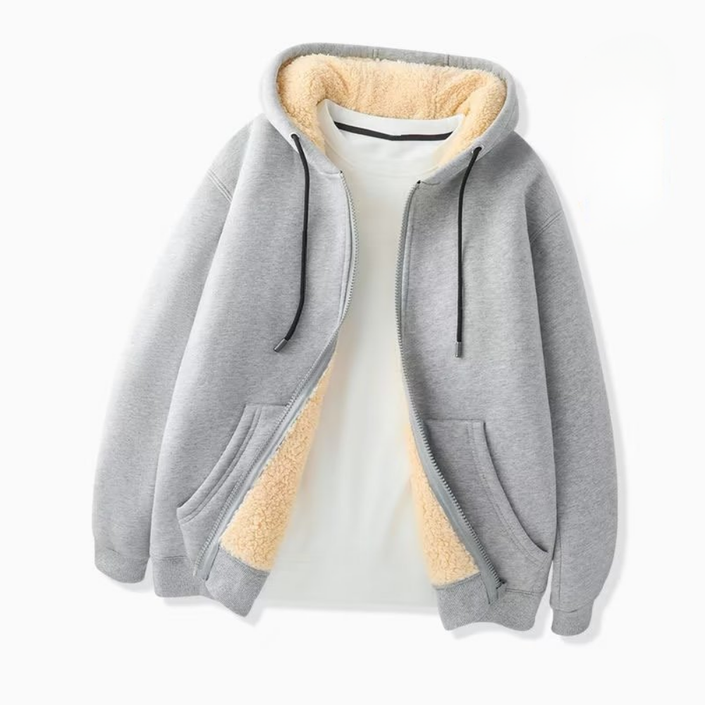 Gefütterte Sweatjacke mit Kapuze und Reißverschluss im Regular Fit – schmale Silhouette