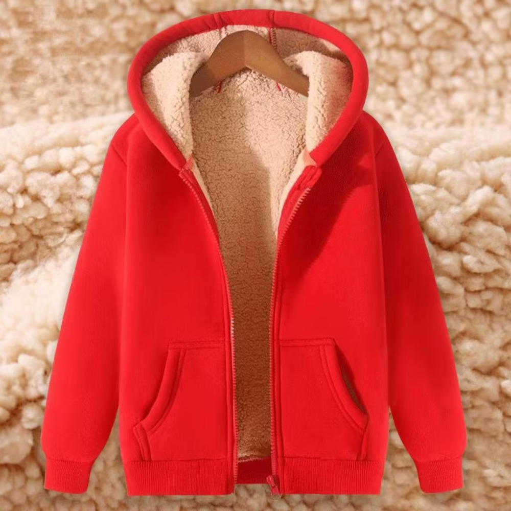 Gefütterte Sweatjacke mit Kapuze und Reißverschluss im Regular Fit – schmale Silhouette