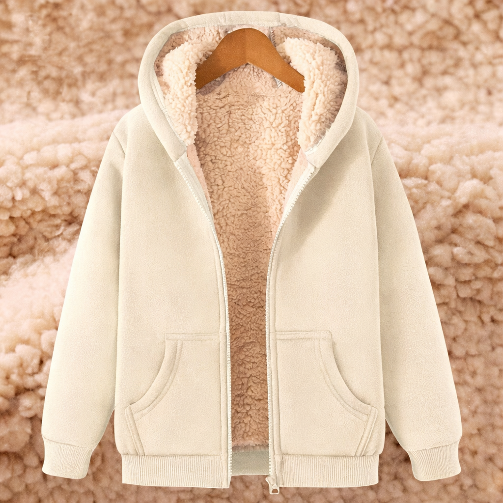 Gefütterte Sweatjacke mit Kapuze und Reißverschluss im Regular Fit – schmale Silhouette