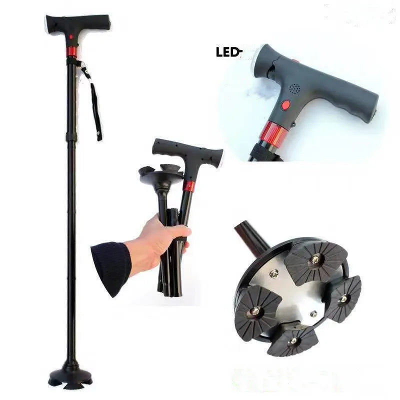 Gehstock mit LED-Licht und Doppelgriff für unabhängige Bewegung