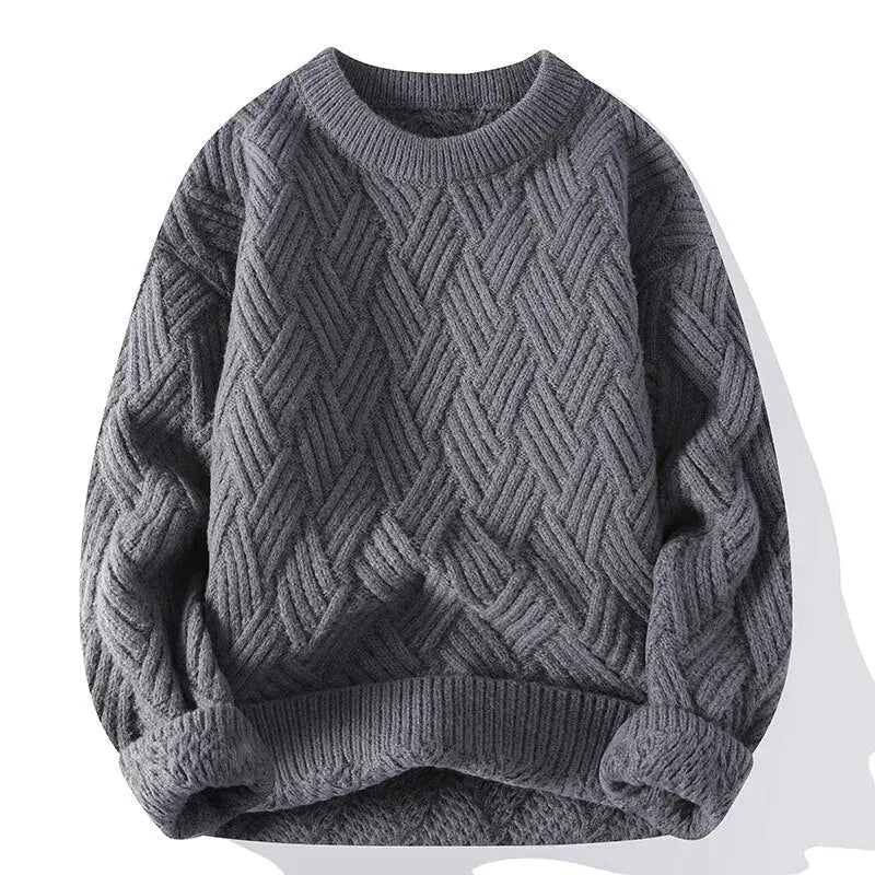 Gemusterter Herrenpullover mit Rundhalsausschnitt