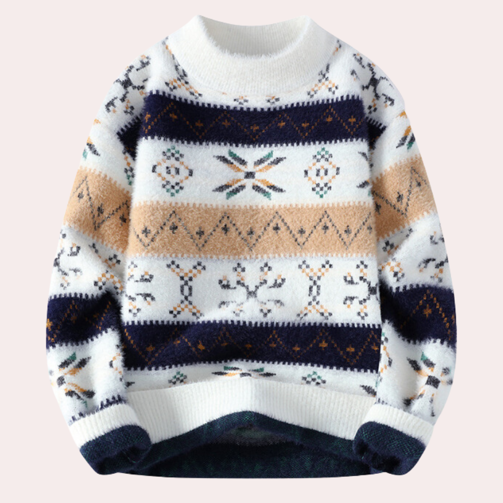 Gemusterter Herrenpullover mit Rundhalsausschnitt