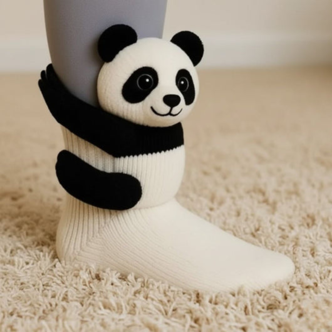 Gemütliche Tier-Hütten-Socken mit Umarmungs-Motiv – Warme, niedliche Motivsocken, Unisex