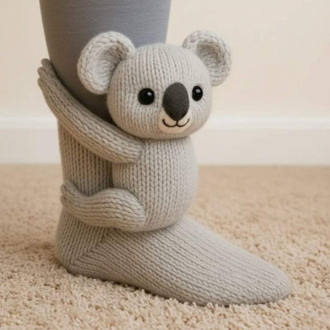Gemütliche Tier-Hütten-Socken mit Umarmungs-Motiv – Warme, niedliche Motivsocken, Unisex
