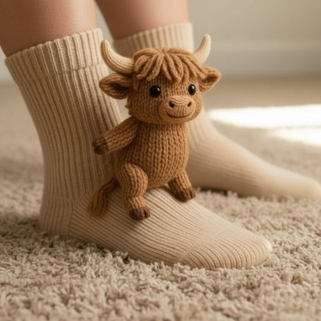 Gemütliche Tier-Hütten-Socken mit Umarmungs-Motiv – Warme, niedliche Motivsocken, Unisex