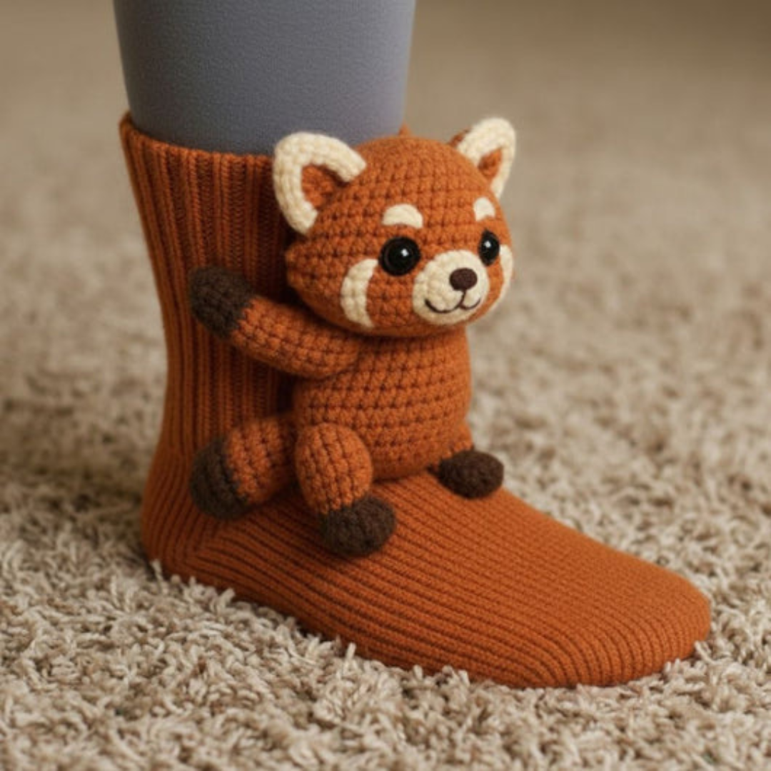 Gemütliche Tier-Hütten-Socken mit Umarmungs-Motiv – Warme, niedliche Motivsocken, Unisex
