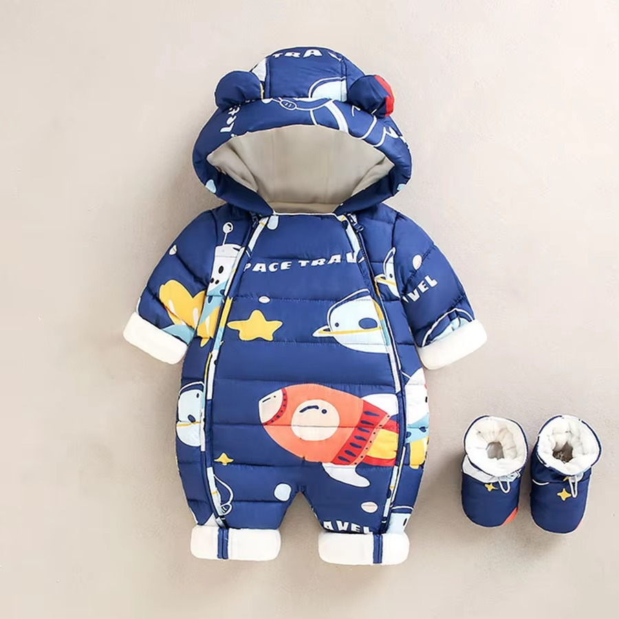 Gemütlicher Fleece-Schneeanzug mit Kapuze für Babys und Kleinkinder