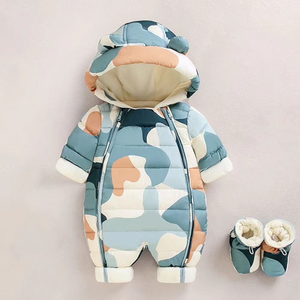 Gemütlicher Fleece-Schneeanzug mit Kapuze für Babys und Kleinkinder