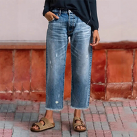 Gerade Cropped-Jeans im Retro-Look für Damen