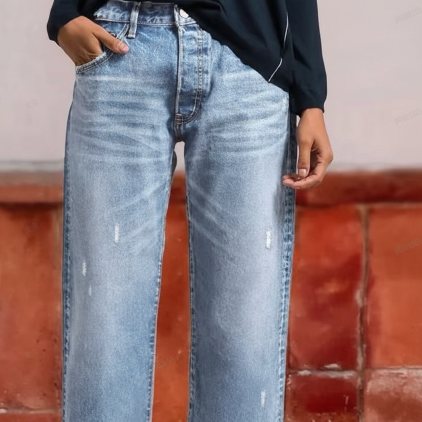 Gerade Cropped-Jeans im Retro-Look für Damen