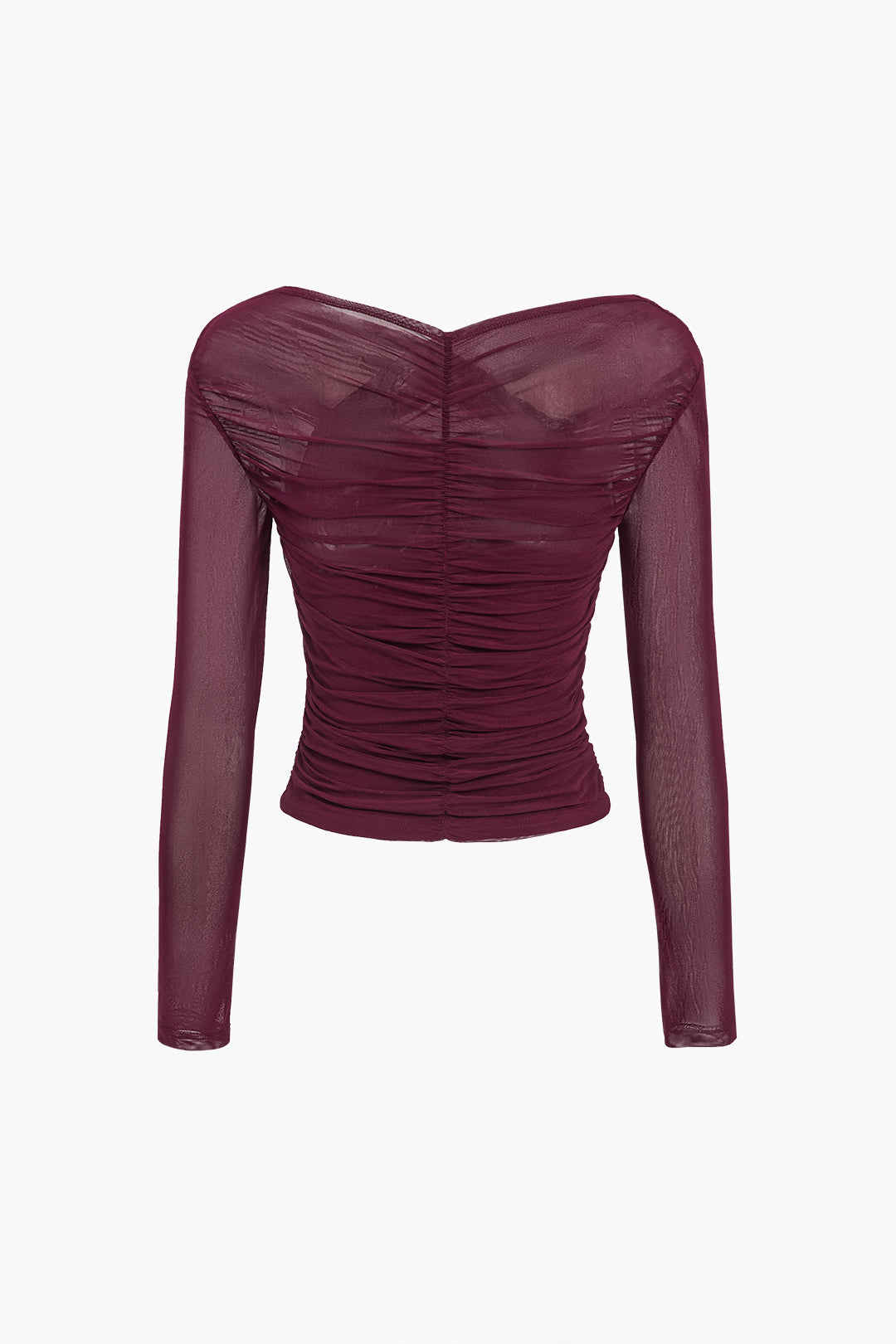 Gerafftes Mesh-Langarmtop für Damen
