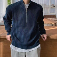 Gerippter Herren-Strickpullover mit Reißverschluss