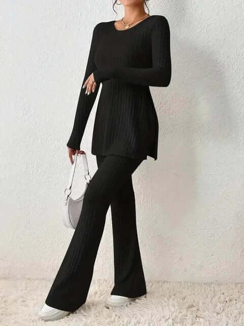 Geripptes Strick-Co-Ord-Set für Damen
