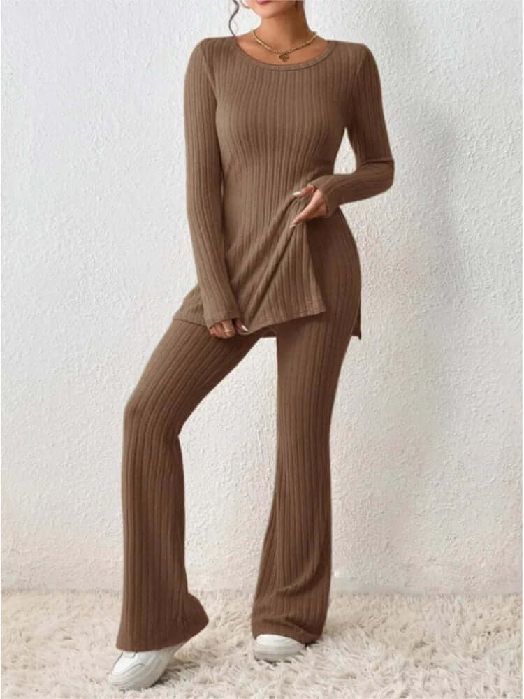Geripptes Strick-Co-Ord-Set für Damen