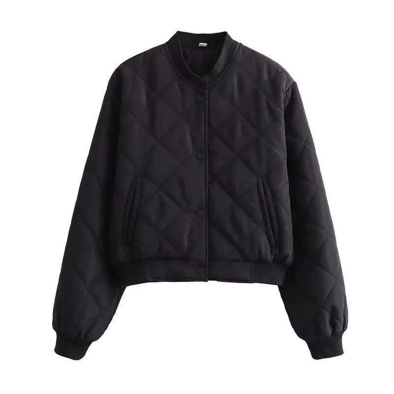 Gesteppte Damen-Bomberjacke aus Polyester | Stilvolle, kurz geschnittene Winterjacke